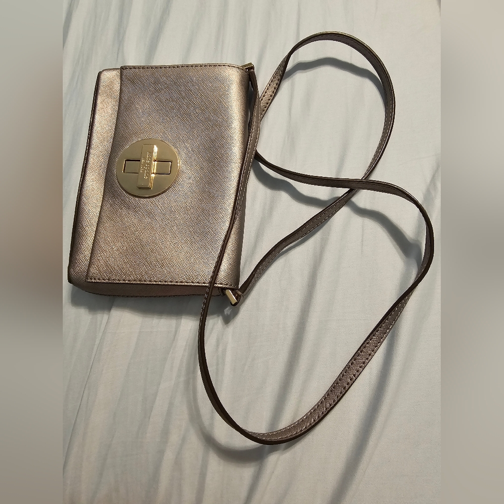 Kate Spade Newbury Lane Sally Saffiano Leather Pewter crossbody purse EUC - Picture 12 of 16